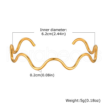 Wave Shaped 304 Stainless Steel Cuff Bangles FS-WG2DD65-04-1