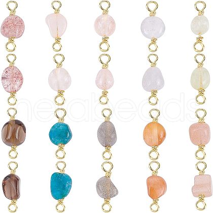 SUPERFINDINGS 20Pcs 10 Style Natural Mixed Gemstone Links Connectors G-FH0001-57-1