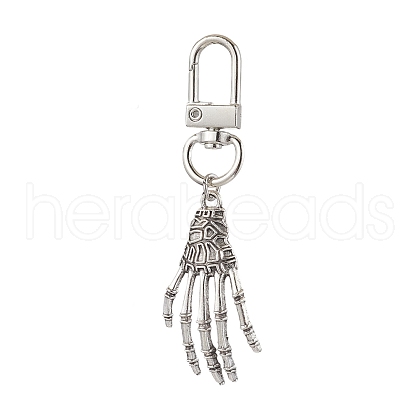 Halloween Themed Alloy Skeleton Hand Pendant Decorations HJEW-JM02147-1