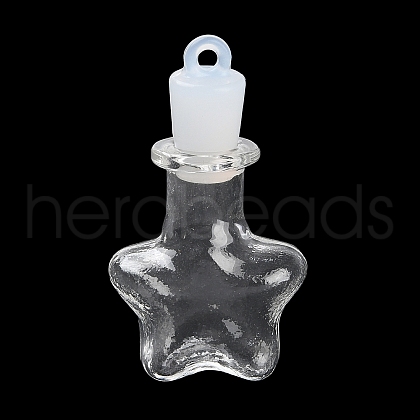 Clear Glass Wishing Bottle Pendants GLAA-A010-01D-1