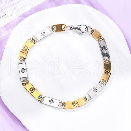 201 Stainless Steel Oval Link Chain Bracelets BJEW-B078-147GP-1