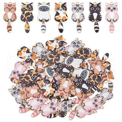DICOSMETIC 42Pcs 7 Style Light Gold Rack Plating Alloy Enamel Pendants FIND-DC0003-41-1