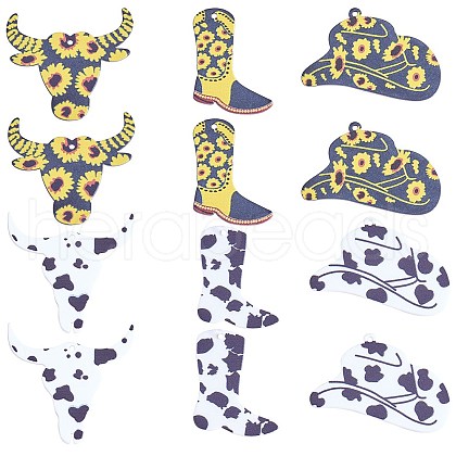 12Pcs 6 Styles Printed Acrylic Pendants JX738A-1