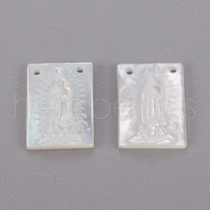 Natural White Shell Mother of Pearl Shell Charms X-SHEL-K004-03-1