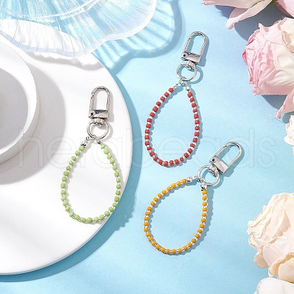 3Pcs 3 Colors Glass Seed Pendant Decorations HJEW-JM03053-1