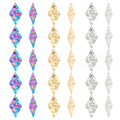 DICOSMETIC 30Pcs 3 Colors 304 Stainless Steel Pendant STAS-DC0012-44-1
