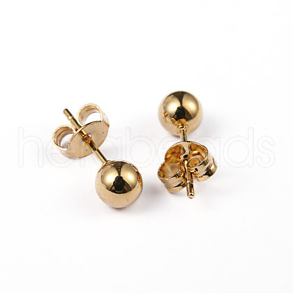 304 Stainless Steel Ball Stud Earrings EJEW-5558-5mm-G-1