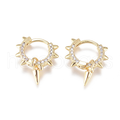 Punk Style Brass Huggie Hoop Earrings X-EJEW-L231-24G-1