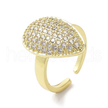 Brass with Cubic Zirconia Open Cuff Rings for Women RJEW-A035-11G-1