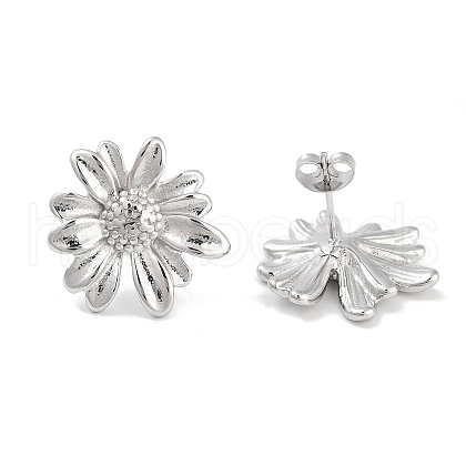 Non-Tarnish Flower 304 Stainless Steel Stud Earrings for Women EJEW-L283-102P-1