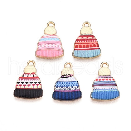 Winter Theme Printed Alloy Pendants PALLOY-H127-03G-1