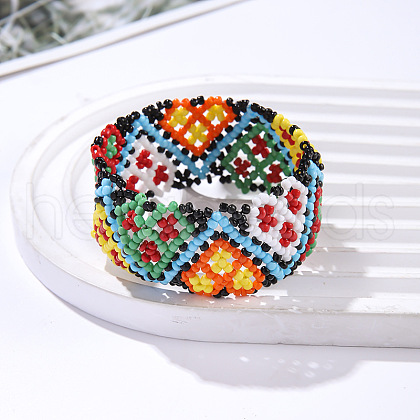 Bohemian Style Glass Seed Beaded Bracelets for Women FS-WGBF549-02-1