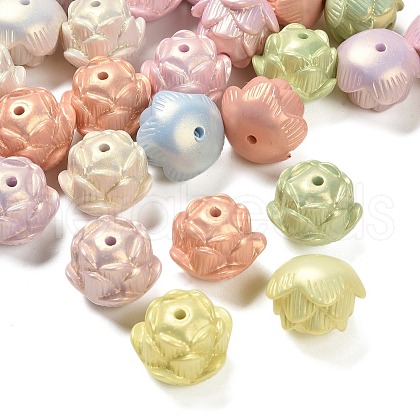 UV Plating & Spray Painted Opaque Acrylic Beads OACR-G047-02-1