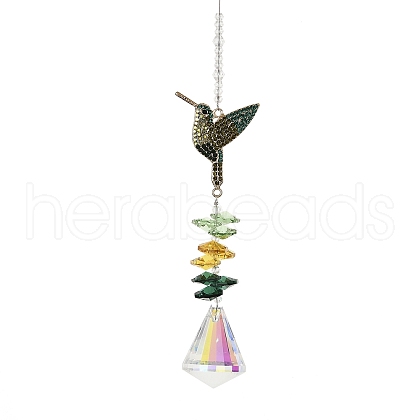 Crystal and Alloy Rhinestones Steel Wire Pendant Decorations HJEW-R050-01KCGP-1
