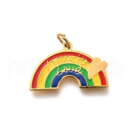 Pride 304 Stainless Steel Enamel Pendants STAS-B079-01G-12-1