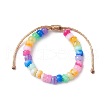 7-Color Rondelle Acrylic Braided Beaded Bracelets BJEW-JB10223-02-1