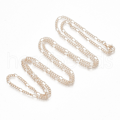 Brass Coated Iron Figaro Chain Necklace Making MAK-T006-03RG-1