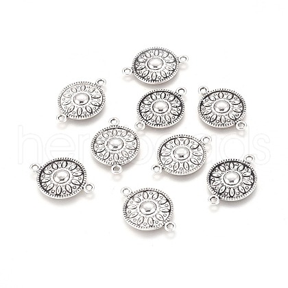 Flat Round Tibetan Style Alloy Links connectors X-TIBEP-R345-11AS-RS-1