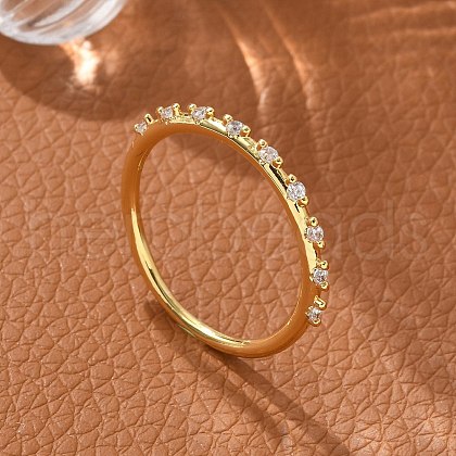 Brass Micro Pave Clear Cubic Zirconia Finger Rings RJEW-C120-19G-1