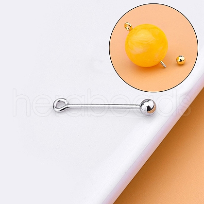 Anti-Tarnish Rhodium Plated 925 Sterling Silver Screw On Eye Ball Pins STER-L044-02C-P-1