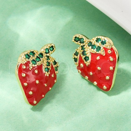 Brass Micro Pave Cubic Zirconia Stud Earrings EJEW-F895-27C-02G-1