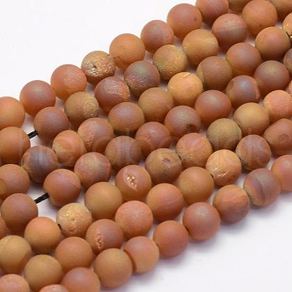Electroplate Natural Druzy Agate Beads Strands G-G708-10mm-01-1