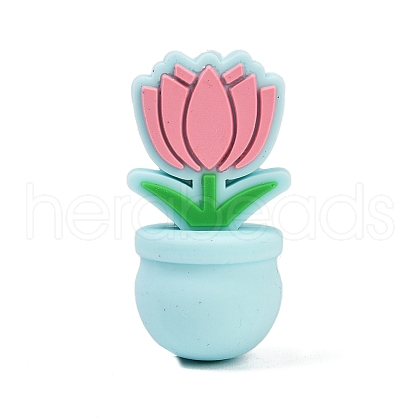 Flower Food Grade Silicone Focal Beads SIL-A011-03B-02-1