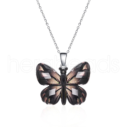 Butterfly Resin Pendant Necklaces PW-WG40B23-05-1