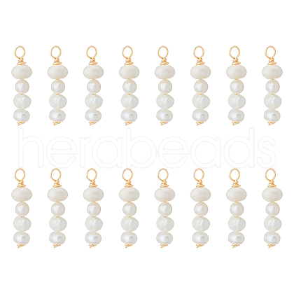 16Pcs Natural Cultured Freshwater Pearl Copper Wire Pendants PALLOY-FH00010-1