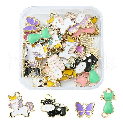 30Pcs 4 Style Alloy Enamel Pendants ENAM-YW0002-97-1
