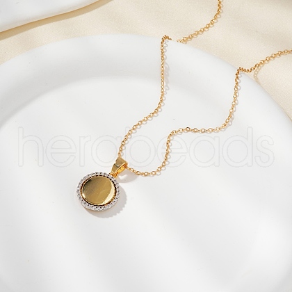 Stylish Brass Micro Pave Clear Cubic Zirconia Pendant Necklaces for Daily Wear EA0793-2-1