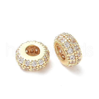 Brass Micro Pave Cubic Zirconia Beads KK-A254-03A-G-1