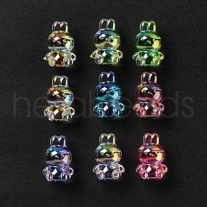 UV Plating Rainbow Iridescent Acrylic Beads OACR-H015-08-1
