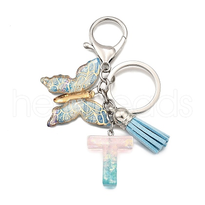 26Pcs Transparent Epoxy Resin & Transparent Acrylic & Faux Suede Tassel Keychain KEYC-JKC01202-20-1