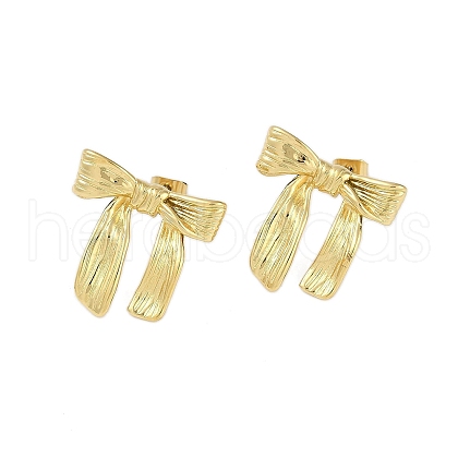Ion Plating(IP) 304 Stainless Steel Bowknot Stud Earrings for Women EJEW-K281-23G-1