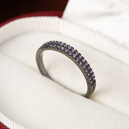 Brass Micro Pave Cubic Zirconia Finger Rings for Women FS-WG59B22-12-1