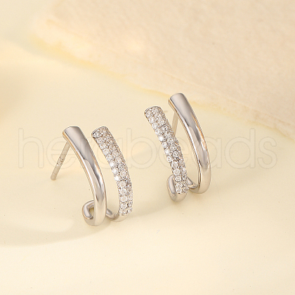S925 Sterling Silver Two-layer Stud Earrings FQ7329-2-1