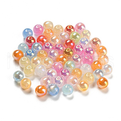 UV Plating Iridescent Opaque Acrylic Beads MACR-K353-08A-1