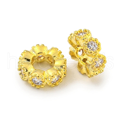 Brass Cubic Zirconia Spacer Beads KKB-L215-029A-G-1