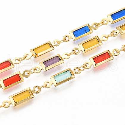 Brass Rectangle Link Chains CHC-N023-03E-G-1