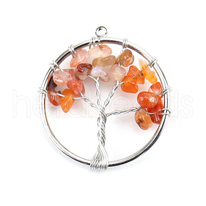 Natural Red Agate Tree fo Life Pendants WG82707-18-1