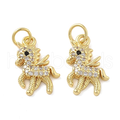 Brass Micro Pave Cubic Zirconia Pendants KK-C092-08G-1