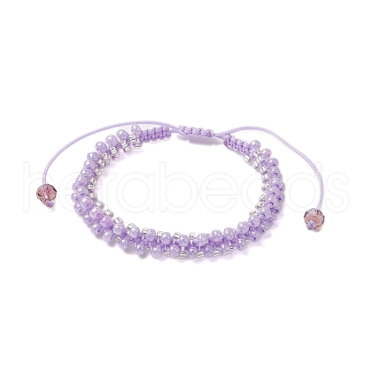 Round Glass Seed Braided Bead Bracelets BJEW-MZ00088-03-1