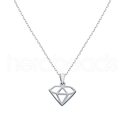 S925 Sterling Silver Geometric Diamond Shape Necklaces for Women Daily Wear DY7121-2-1