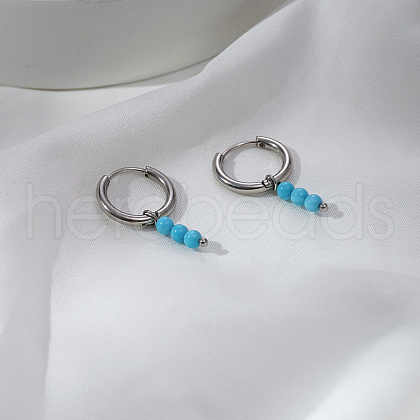 Stainless Steel Round Tassel Hoop Earrings XZ6750-1-1