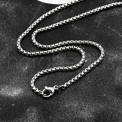 Non-Tarnish 304 Stainless Steel Box Chain Necklaces NJEW-F227-09P-06-1