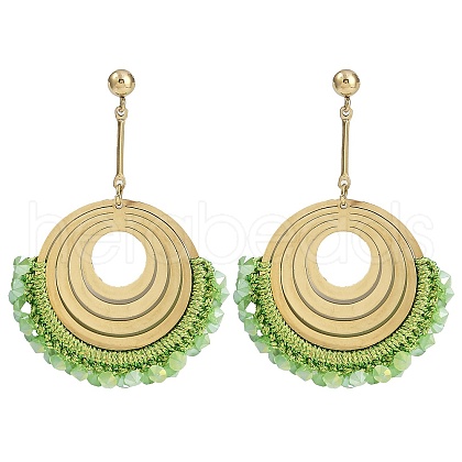 Real 14K Gold Plated 304 Stainless Steel Boho Stud Earrings EJEW-K294-05G-02-1