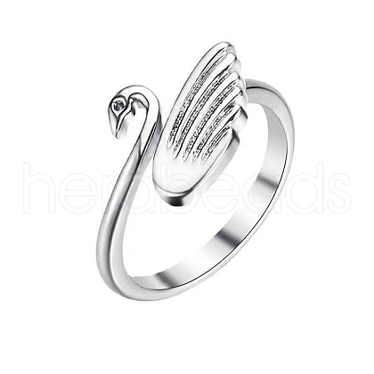Alloy Swan Open Cuff Ring SENE-PW0017-14-1