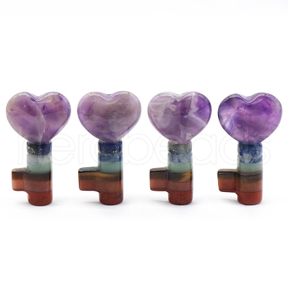 Chakra Style Assembled Natural Amethyst & Lapis Lazuli & Sodalite & Green Aventurine & Tiger Eye & Topaz Jade & Red Jasper Gemstone Decorations MATO-PW0001-013-1