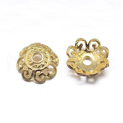 Real 18K Gold Plated 4-Petal 925 Sterling Silver Bead Caps STER-M100-13-1
